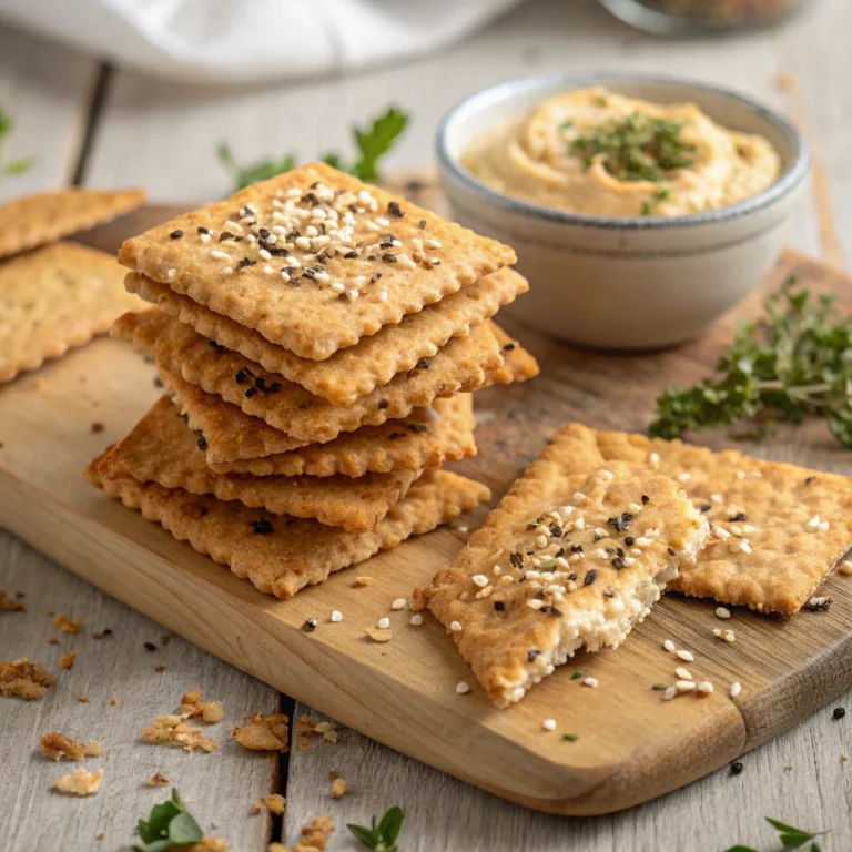 A close-up of crispy gluten-free oyster crackers, golden brown and crunchy.